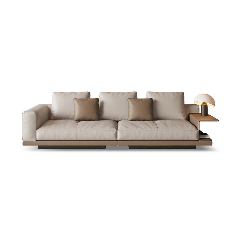 Canapé modulaire kaki en cuir véritable, H 34,25 po x l 110,24 po x P 40,16 po