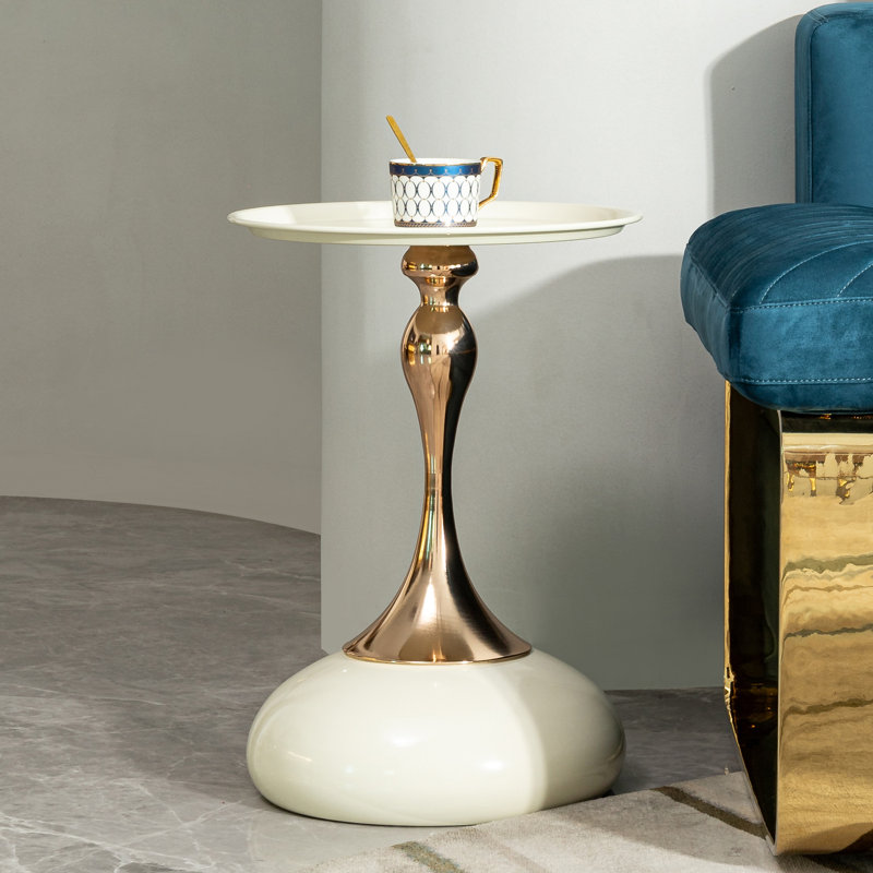 Petite table d'appoint ronde pour petits espaces, table basse, petite table de salon et table de bout blanche