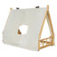 Cabane en bois double avec tente de jeu en tissu et guirlande lumineuse suspendue, blanc