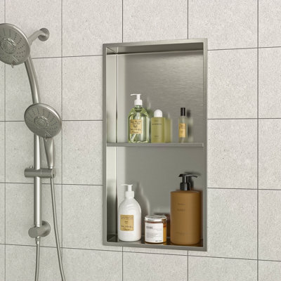 Double tablette 13 "X 25" en acier inoxydable pour niche de douche