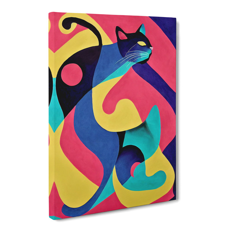 Cat Abstract Design - Wrapped Canvas, 50cm H x 35cm W x 3cm D