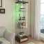 Vitrine moderne en verre de style antique avec lumières DEL, 4 tablettes et tiroir - noir-355265789