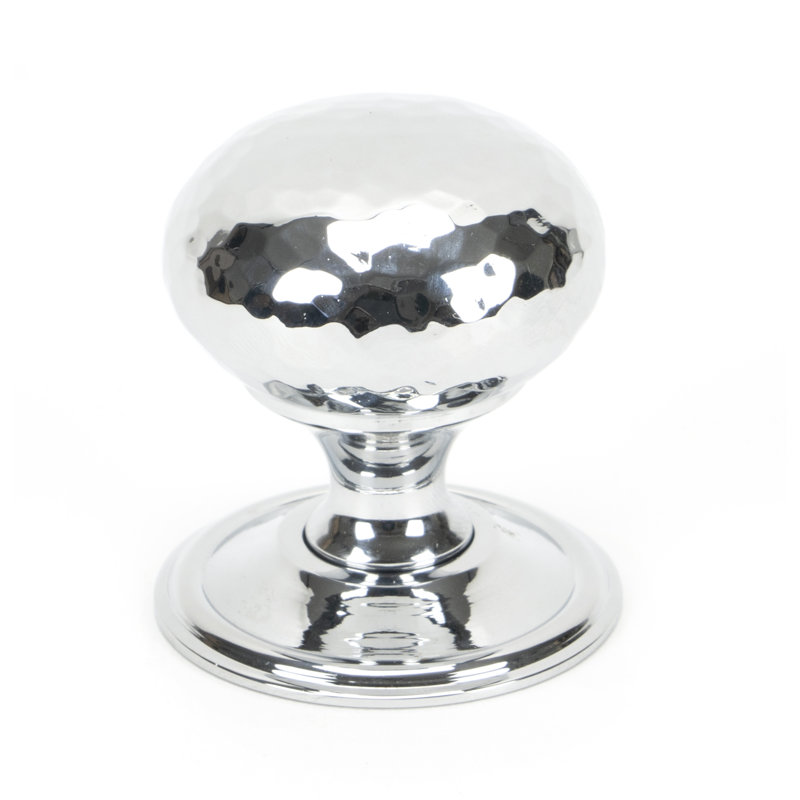 Hammered Mushroom 38mm Diameter Knob, Polished Chrome
