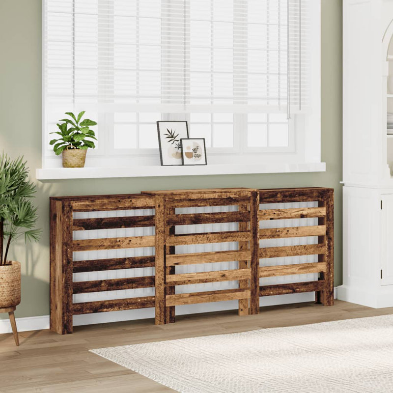Extra Large Radiator Cover, Old Wood, 205 x 21.5 x 83.5 cm, Horizontal Slats