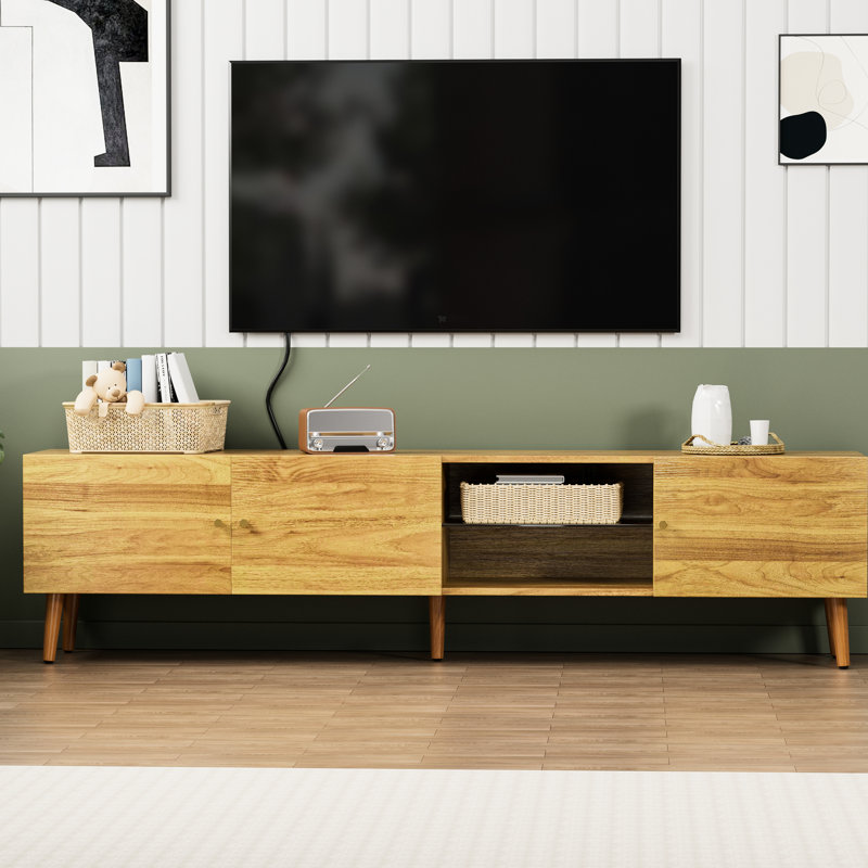 Table télé 70 pouces avec tablette de rangement Mid-Century Construire, For Living unité de divertissement, support, construire