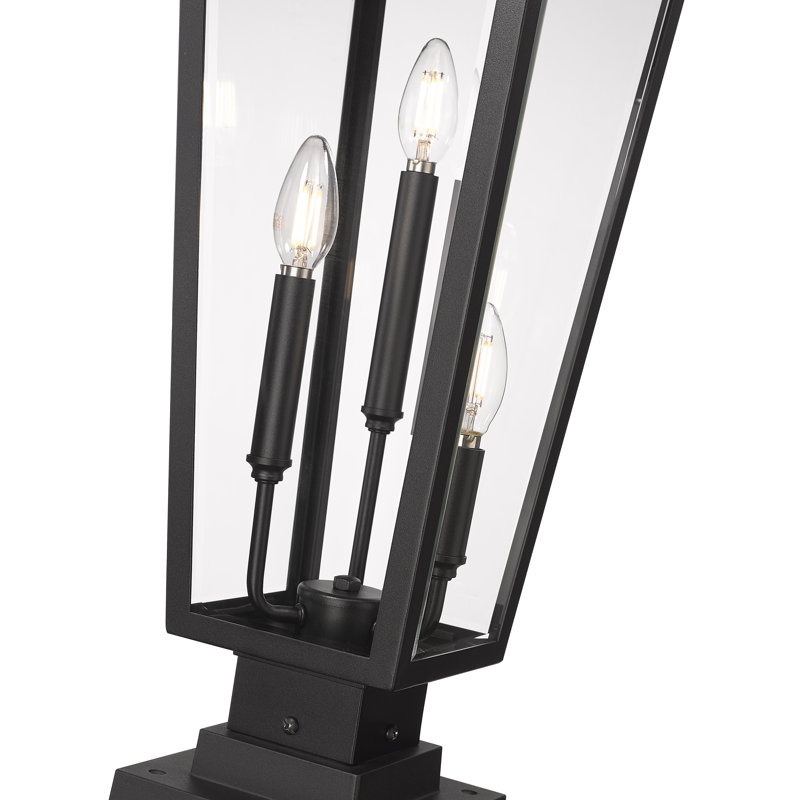 Barling 3 Light Outdoor Pier Mounted Fixture in Black, 27.75'' H x 10'' W x 10'' D