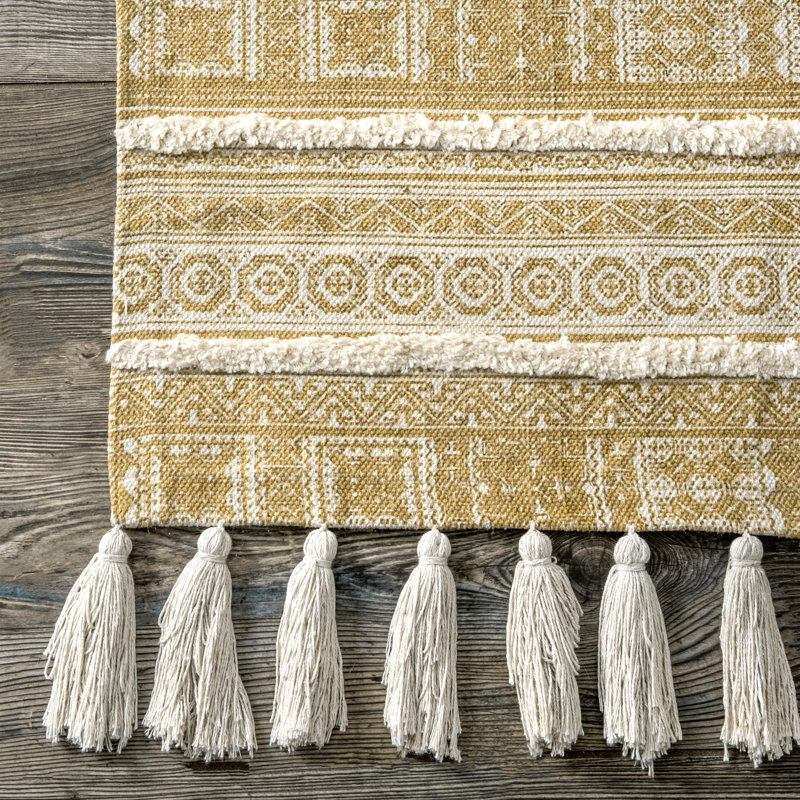 Tapis beige en coton Nunez, Rectangle 5 pi x 8 pi