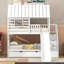 Lit superposé simple au dessus d'un lit simple avec lit gigogne et glissade, escalier de rangement, toit et fenêtre-1128227306