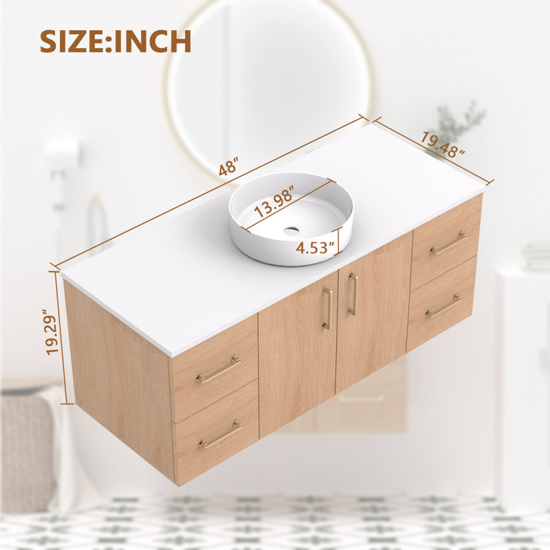 Ensemble de meuble-lavabo flottant simple 48 po avec lavabo 48 po