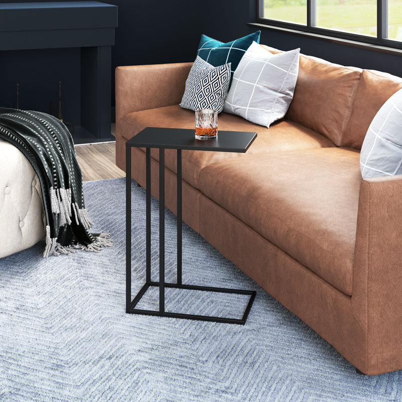 Black Powder-Coated Metal Rectangular Side Table