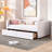 Beige Twin Upholstered Daybed With 2 Pull-Out Drawers And Ergonomic - Classic Stripe Headboard For A Comfortable Bedroom Study Size Back Support Stylish Try-1993655661