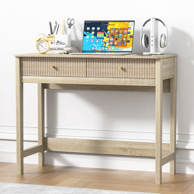  Candelario 39.4"W Home Office Desk With 2 Vertical Grain Drawers Rustic Style