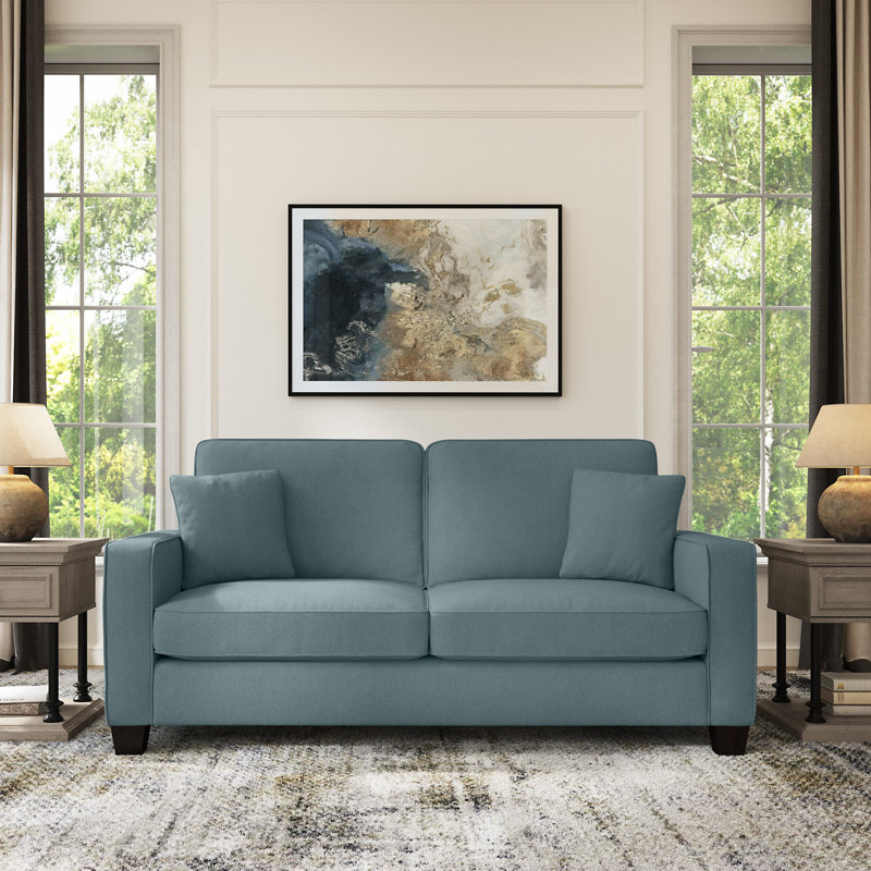 Canapé à accoudoirs carrés avec coussins réversibles Alitza, Gris anthracite, H 35,74 po x l 73 po x P 33,46 po