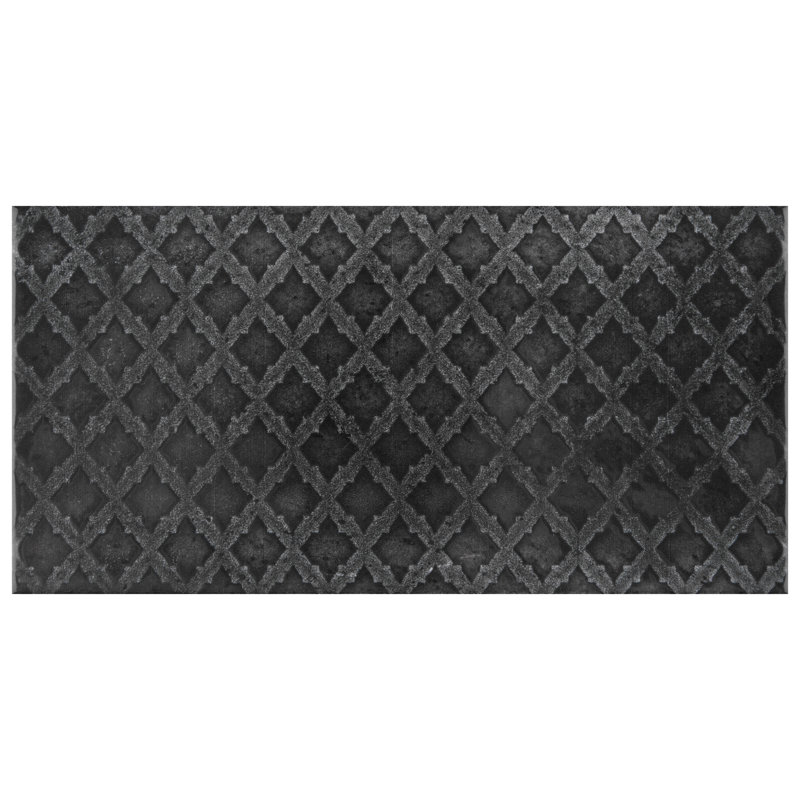 Camden 8" x 4" Ceramic Patterned Subway Tile, Nero