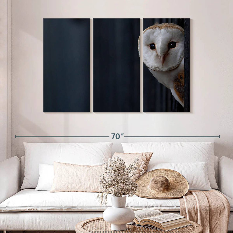 Hibou regardant dehors, H 32 po x l 50 po