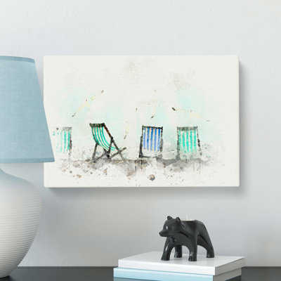 Deckchairs on Brighton Beach in Abstract - Wrapped Canvas