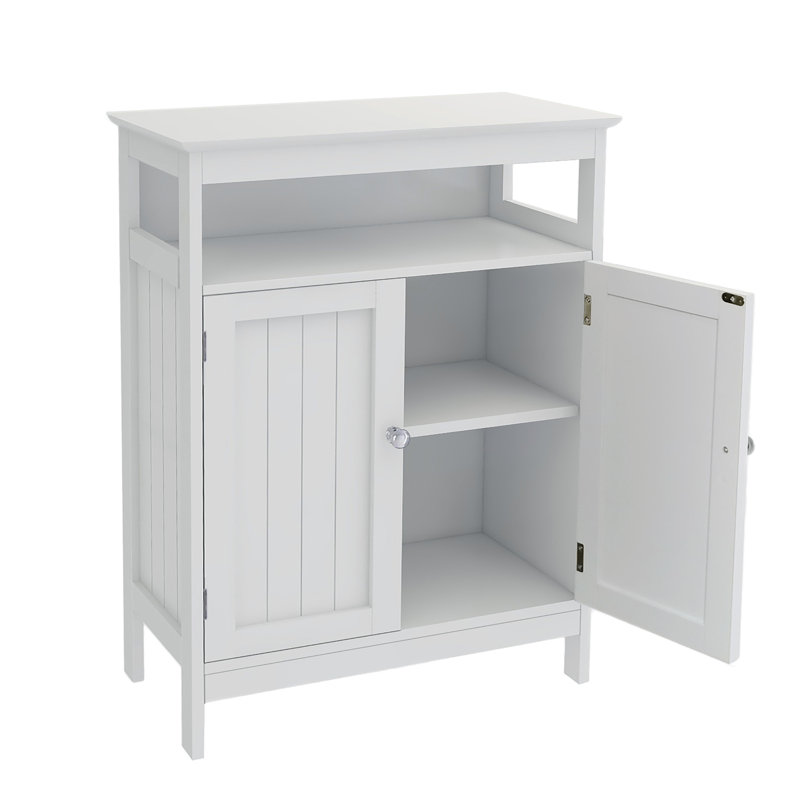 Bathroom Standing Cabinet - White, Double Shutter Doors, Strong , Smooth Painting, Copious Storage, Simple Assembly White Storage Unit With Shutters, Finish, Spacious Easy Guidance