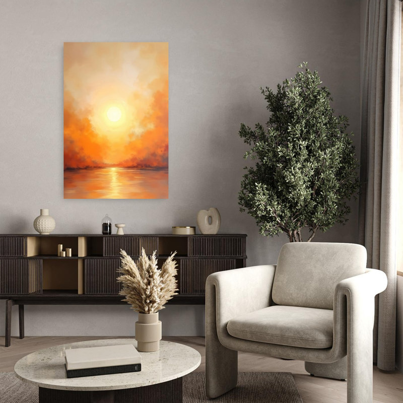 Contemporary Art Abstract Contemporary Dreamy Landscape Seascape Wall Art 1 Piece Wrapped Canvas Wall Art