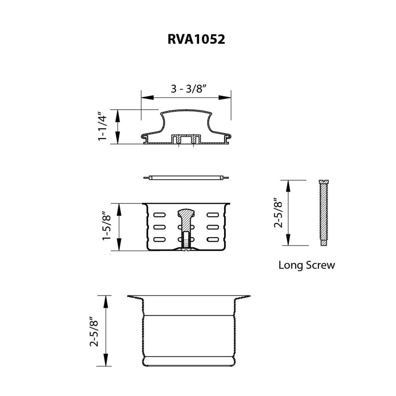 Ruvati Extended Garbage Disposal Flange with Deep Basket and Stopper, Stainless Steel
