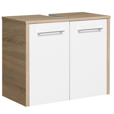 Quickset 382 65cm Single Bathroom Vanity Base Only in Natural Oak/White