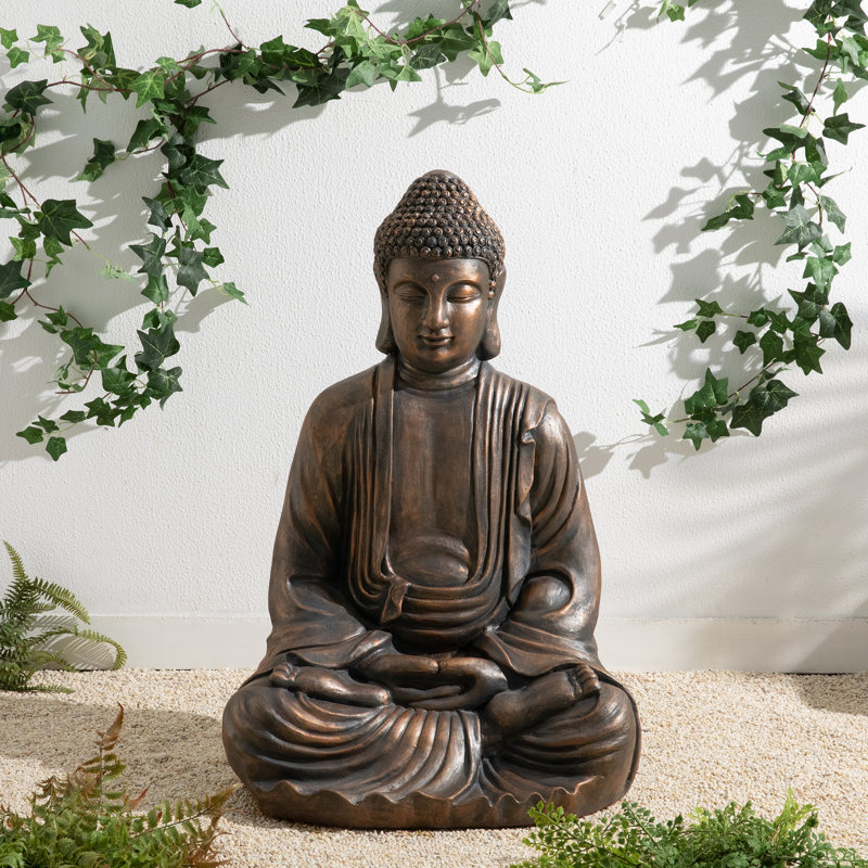 Statue de Bouddha méditant surdimensionné H 29,5 po bronze, Bronze