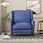 Oversized Textured Fabric Pushback Recliner, Navy Blue and Dark Brown