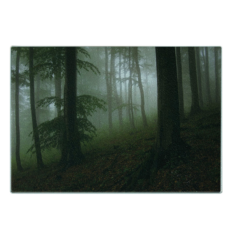Planche à découper en bois trempé Ambesonne Forest Mysterious Woods