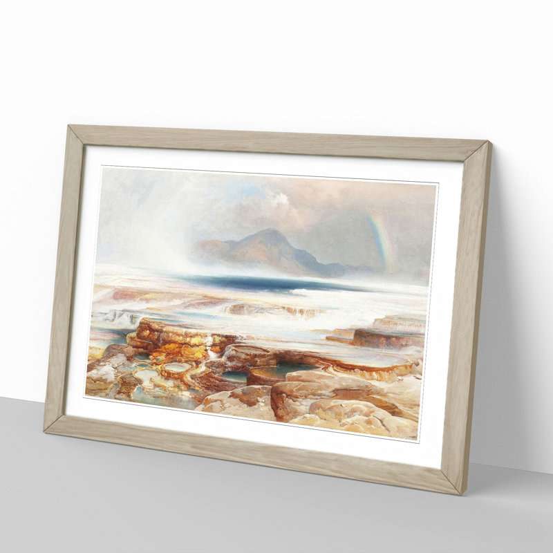 Hot Springs of the Yellowstone by Thomas Moran - Picture Frame Painting, 36cm H x 48cm W x 2cm D, Oak Framed