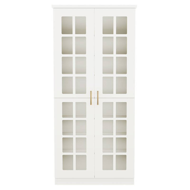 71" Storage Cabinet With Door & Adjustable Shelves, White