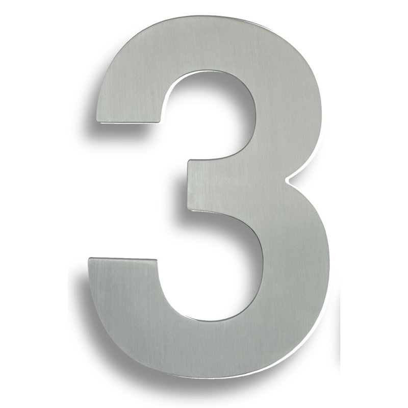 Colindale 18cm H Stainless Steel House Number, Polished Stainless Steel, 3