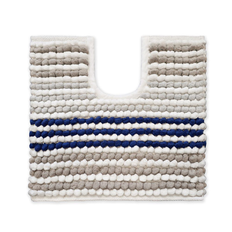 Hugo Stripe Bobble Pedestal Mat, Navy/Grey