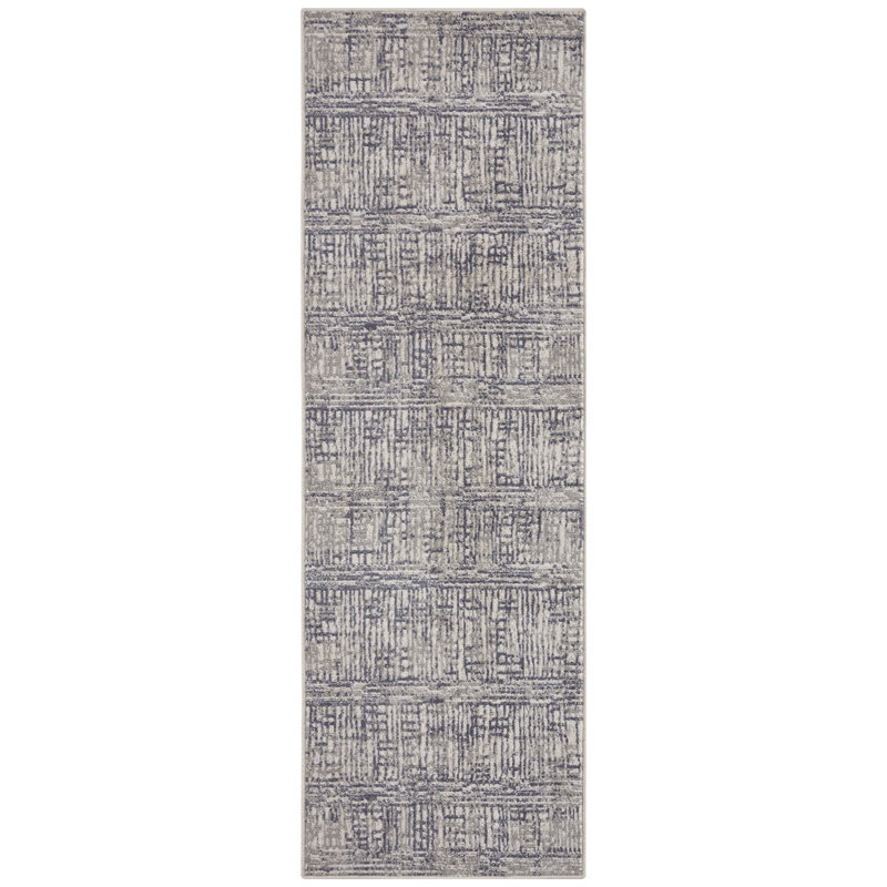 Machine Woven 100% Polypropylene Ivory/Grey/Beige Rug, Runner 80cm x 200cm