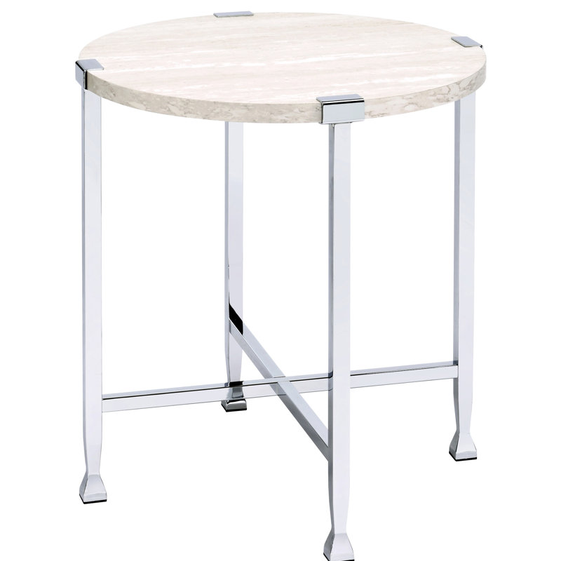 Table basse en chêne blanc de style industriel avec pieds en métal et design élégant et durable