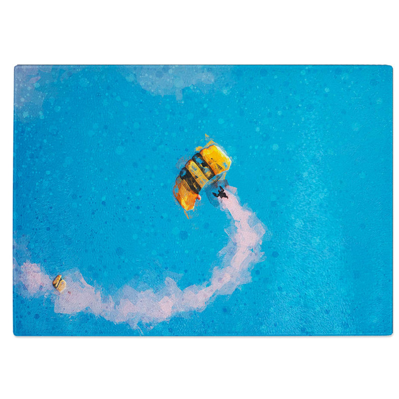 Tempered Glass Skydiving Chopping Board, 28.5 cm W x 20 cm L