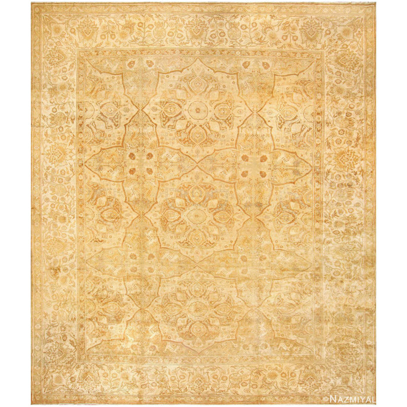 Grand tapis indien doré antique Agra