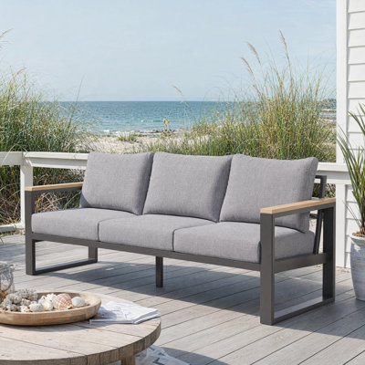 Ensemble de mobilier d'extérieur 4 pièces avec foyer au propane et table d'appoint en osier avec trou pour parasol, ensemble de conversation pour patio avec coussins pour jardin