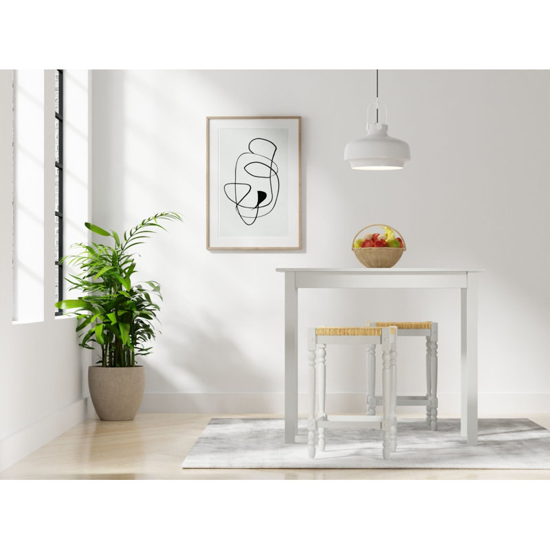 Table de bar rectangulaire rustique ivoire de 42 pouces avec sièges compacts pour quatre, Blanc cassé / blanc