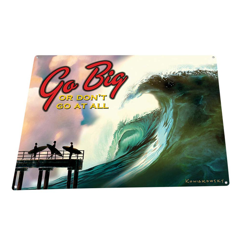 Surfing Go Big or Don’s Go at All - impression sur métal, H 11,5 po x l 15,5 po x P 0,04 po