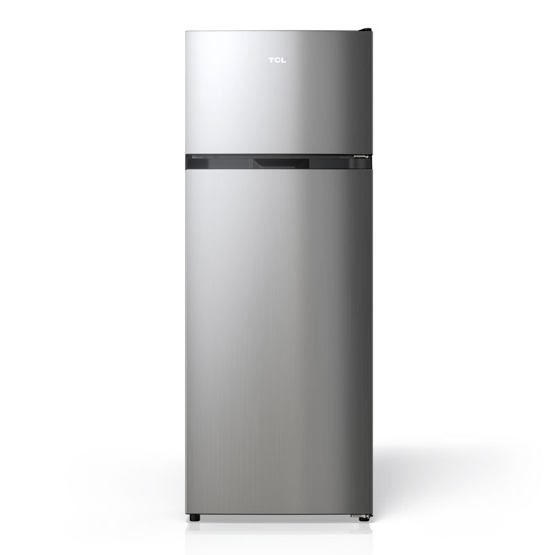 7,3 pieds cubes Pi. Réfrigérateur à double porte argenté avec congélateur, Silver