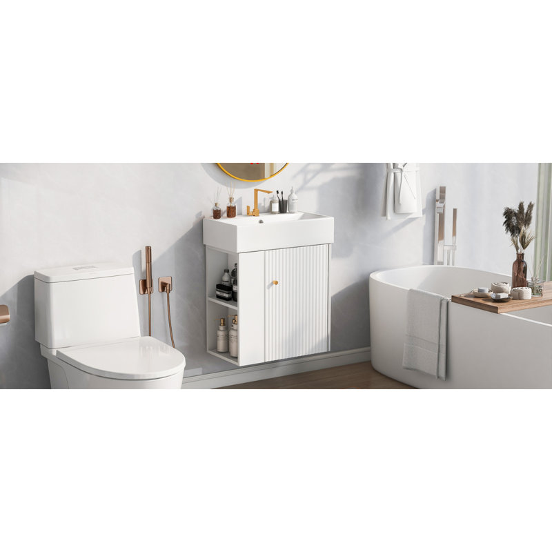 Meuble-lavabo flottant moderne avec lavabo en céramique
