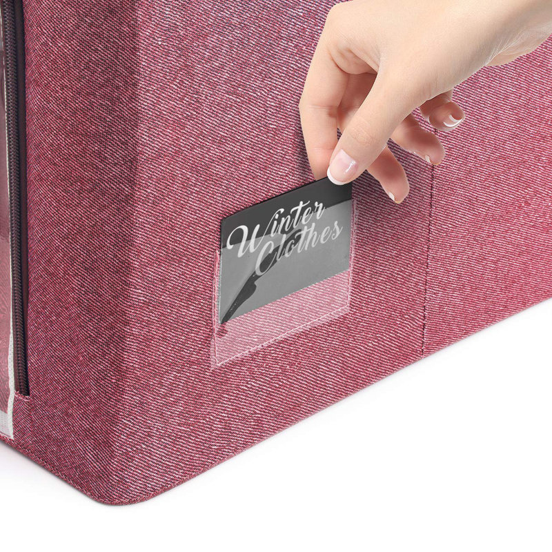 Storage Box with Window,Fabric Storage Containers with Large Clear Window & Carry Handles, Pink
