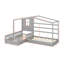 Lit simple en bois avec clôture-417821806