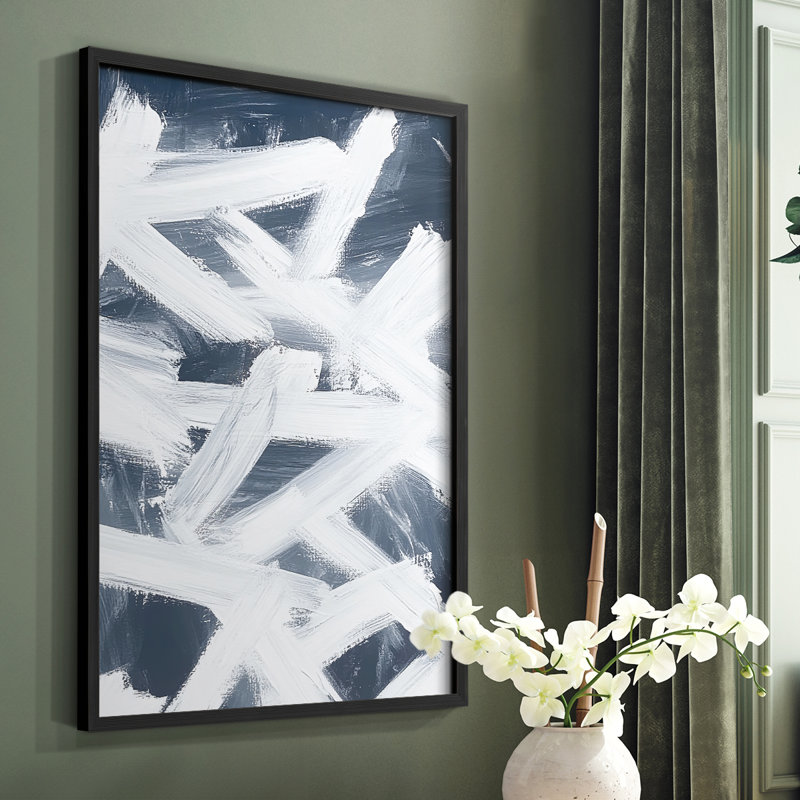 Abstrait XXVII, reproduction encadrée - prête à être accrochée - fabriquée aux États-Unis, H 10 po x P 8 po, Noir