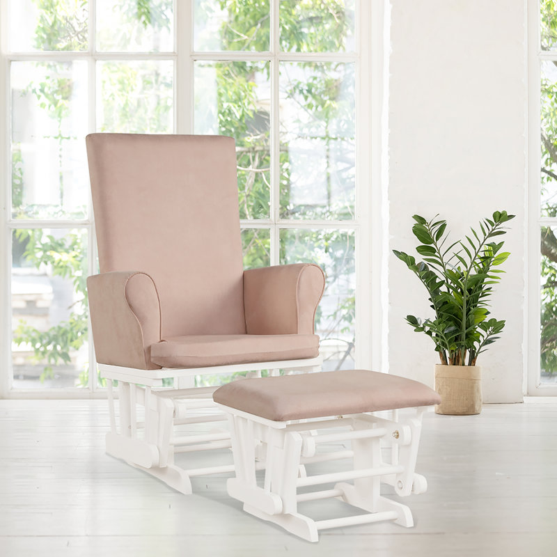Chaise berçante Abi-Rose, Rose/blanc