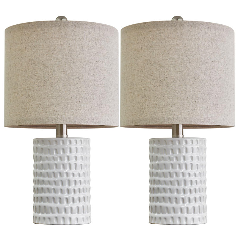 Loranger Ceramic Table Lamp, 18.25" H x 10" W x 10" D, White