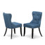 L'ensemble de table de cuisine 7 pièces se compose d'une table de cuisine et de 6 chaises de salle à manger en tissu de lin bleu avec dossier capitonné - Finition sable-1080670639-1101137365-1101137364