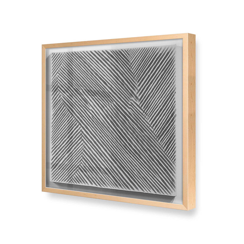 Illusion linéaire II, Érable brut encadré, H 13,5 po x l 13,5 po