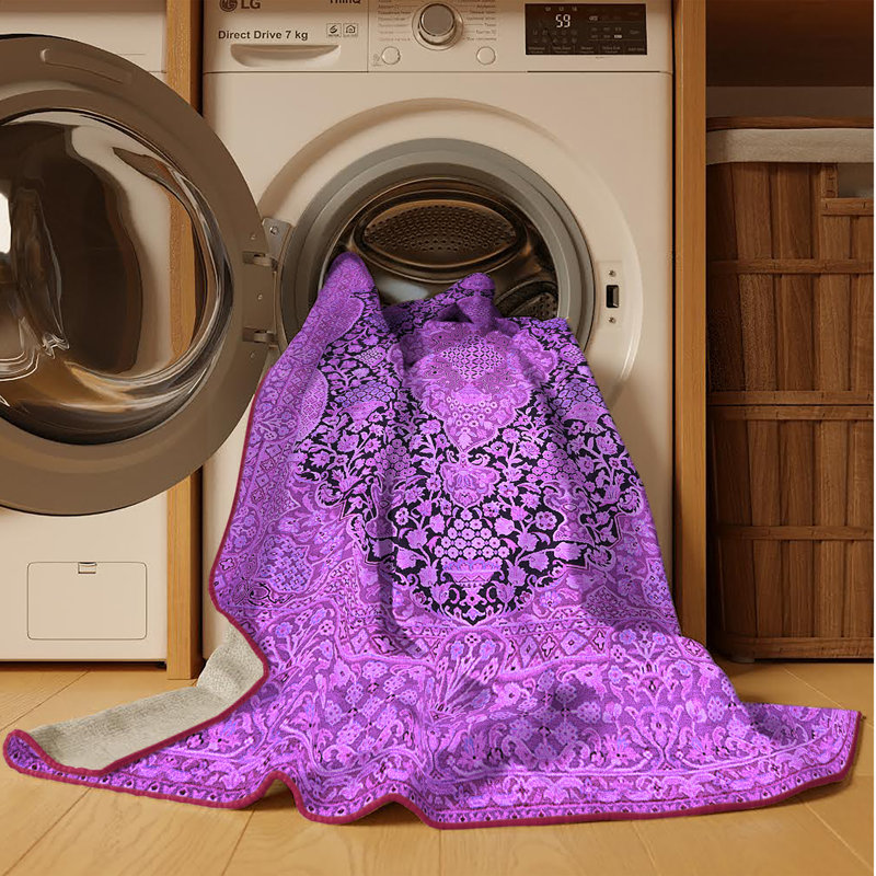 Tapis mauve Mid-Century 2460, Rectangle 5 pi x 7 pi