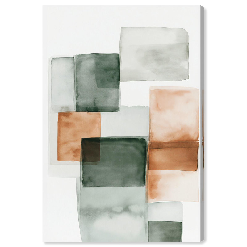 «Citrine Cube I», art abstrait vert par Foundry Select, H 15 po x l 10 po, Toile tendue