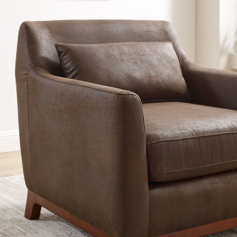 Fauteuil l 31,65 po Congdon, Similicuir brun foncé